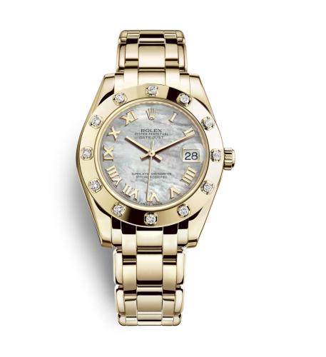 Quadranti in madreperla bianca Orologi Replica Rolex Pearlmaster 81318
